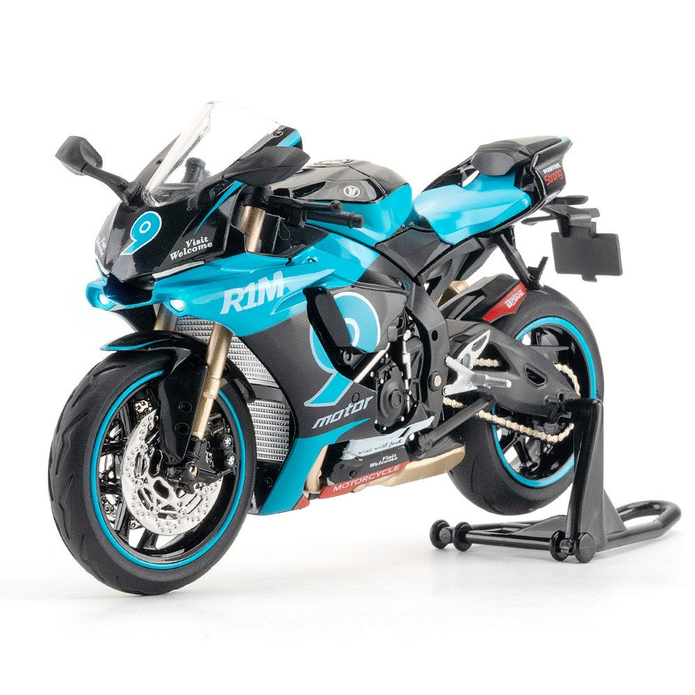 1:12 R1M R1 Modelo de Moto Brinquedos Liga Fundida Motocicletas em Miniatura Som Luz Amortecimento Simulação Motocicletas Presentes