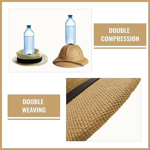 Chapéu de palha de verão masculino RUHAO, chapéu de sol, chapéu de sol, chapéu de balde de remo para pai, chapéu de minerador de selva safari, boné britânico de soldado britânico, boné de exército