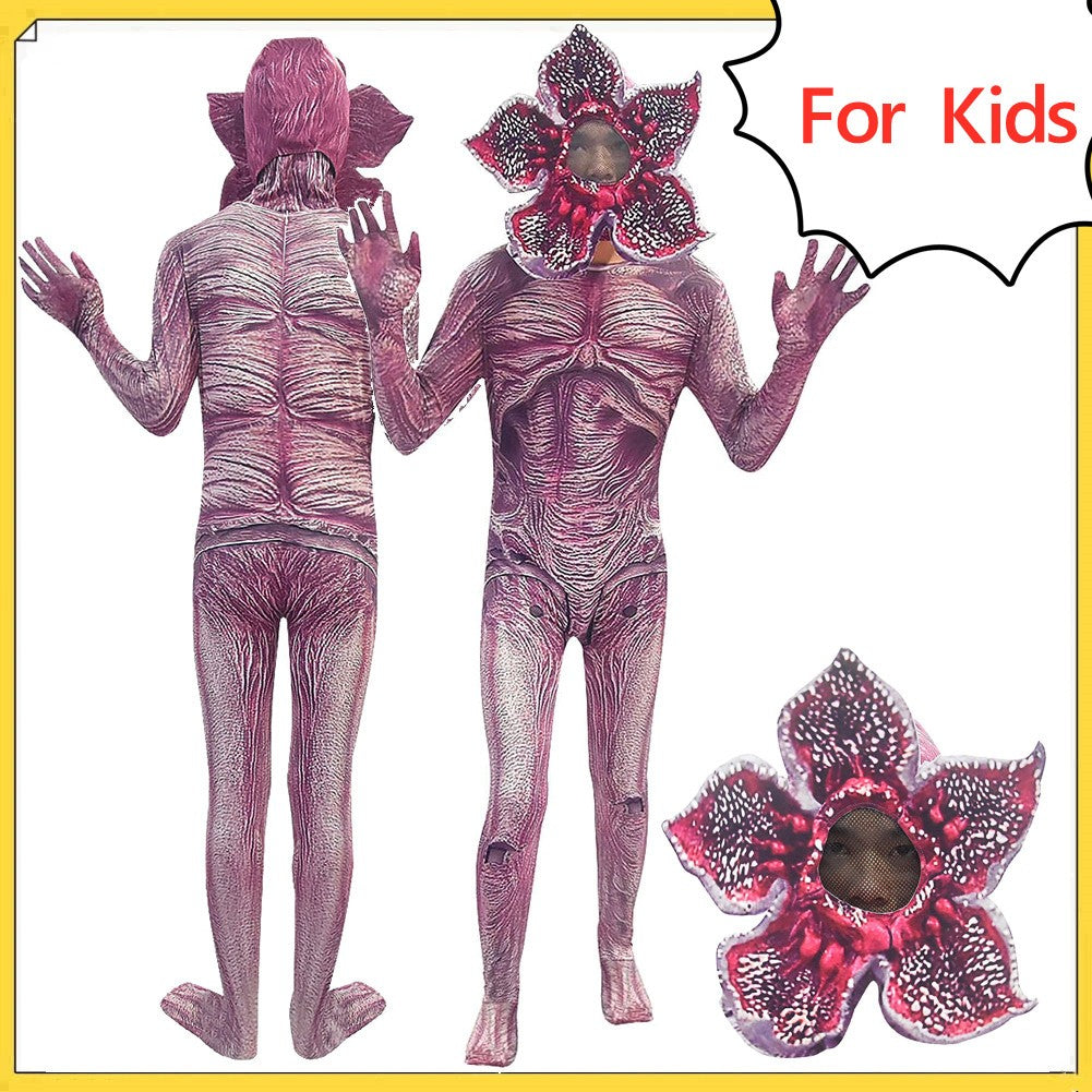 Demogorgon Cannibal Flower Bodysuit Headwear Mask Cosplay Costume Disguise Jumpsuit Halloween TV ST Suit