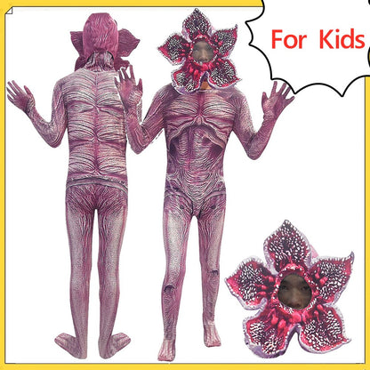 Demogorgon Cannibal Flower Bodysuit Headwear Mask Cosplay Costume Disguise Jumpsuit Halloween TV ST Suit