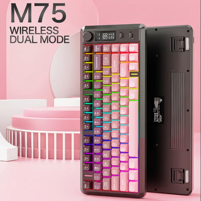 Teclado sem fio com tela M75, Bluetooth Dual-mode, teclas esféricas PBT gradiente, teclado gamer