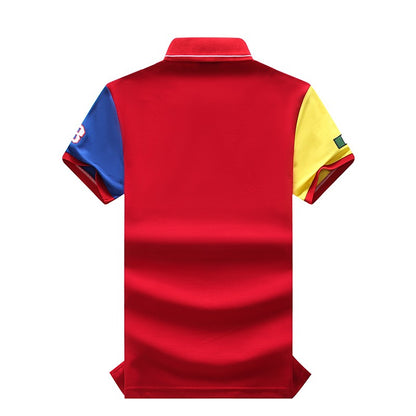 New men's polo shirt Italian leisure advanced pure cotton high-end embroidery luxury original design color contrast