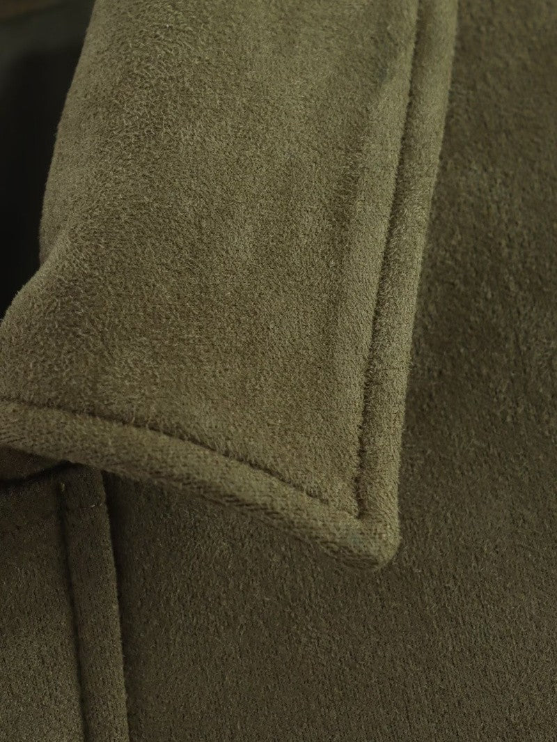 ETJ 2025  Spring new women's suede texture effect Loose version of fashion lapel shoulder bomber jacket