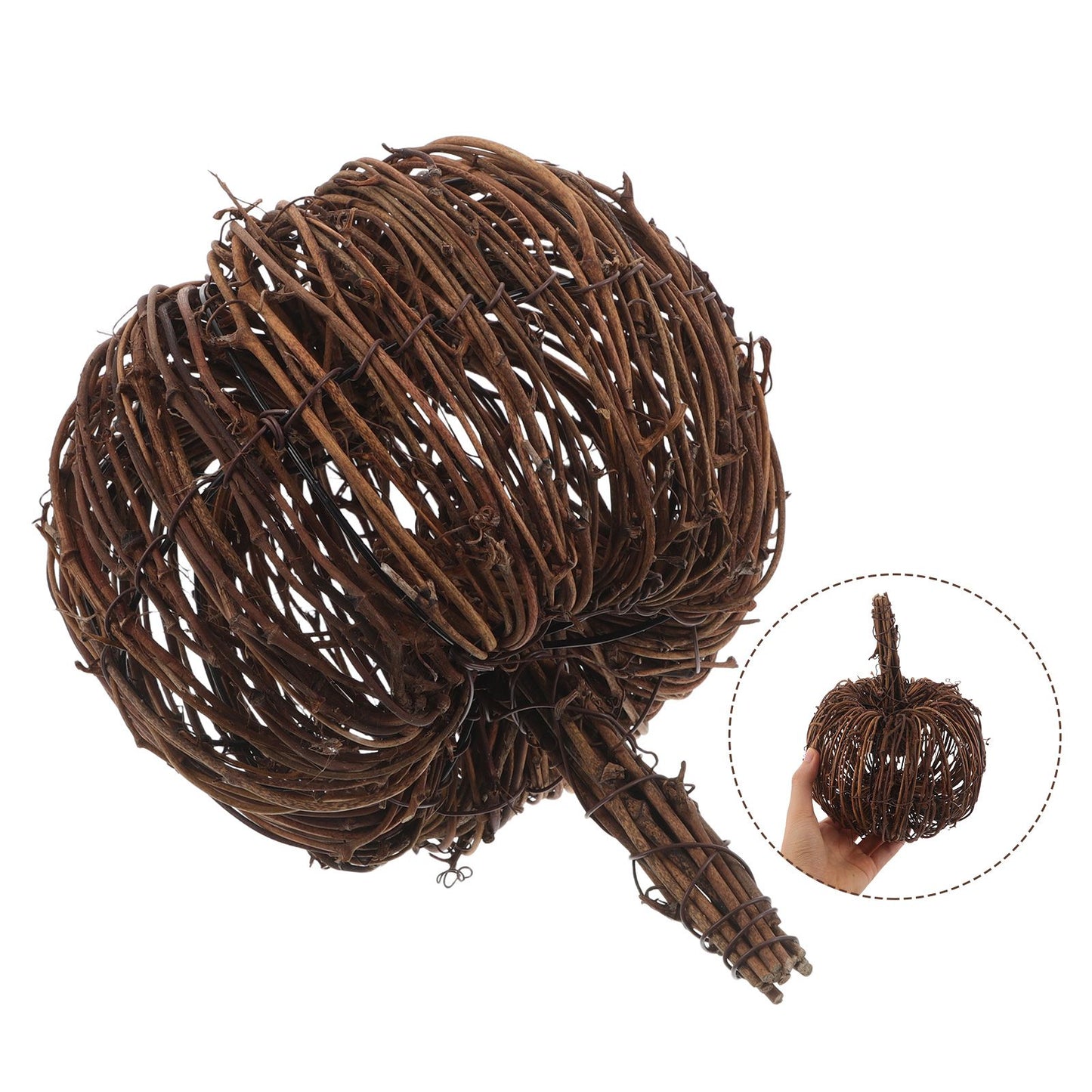 15CM Rattan Woven Pumpkin Halloween Fall Rattan Pumpkin Thanksgiving Table Centerpiece For Halloween And Seasonal Celebration