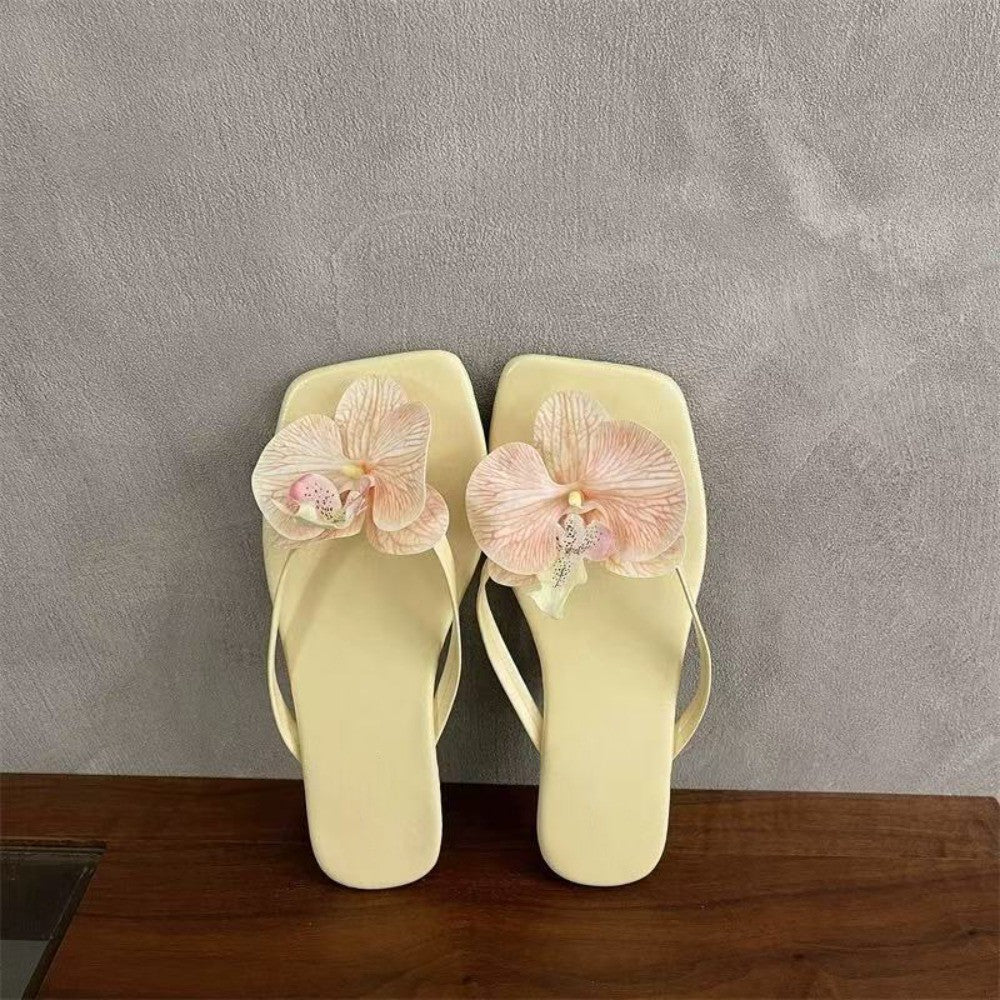 Daily Sweet Butterfly Orchid Slipper Summer Vacation Flower Flip Flops Elegant Out Wear Women's Sandals Ladies/Girls