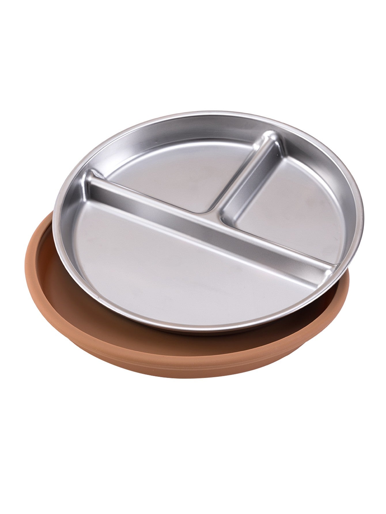 Color Kids 1PCS Stainless Steel Plate Detachable Suction Dishes Baby Feeding Sucker Bowl Food Grade Silicone Food Tray Tableware