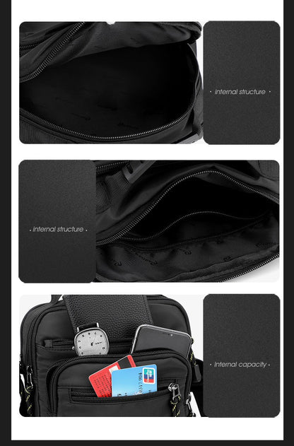 Men Multi-layer Shoulder Bag Fashionable Casual Lightweight Nylon Crossbody Bag for Daily Outing Commuting Small Handbag