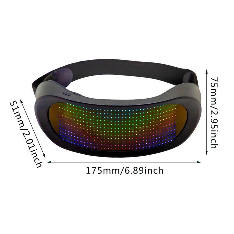 App Control Bluetooth Led Party Glasses Customized Languages USB Charge Flashing  Luminous Eyewear Christmas Concert Sunglasses