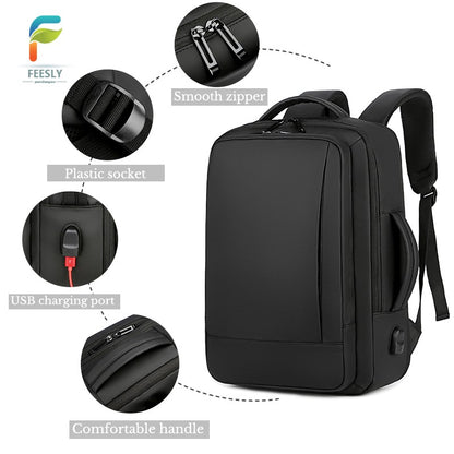 1Pcs Expandable Travel Backpack, Business casual men's backpack,with USB charging,waterproof fabric,suitable for daily commuting
