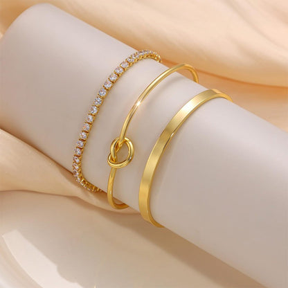 3 pulseiras de aço inoxidável banhadas a ouro para mulheres, joias ajustáveis, presentes, pulseiras de corrente de zircônia de luxo, acessórios de joias