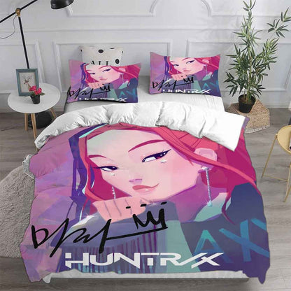 K-POP Bedding Set D-Demon H-Hunters 3D Printed Duvet Cover Set Soft Single Double Queen Size Bed For Birthday Gift For Girls