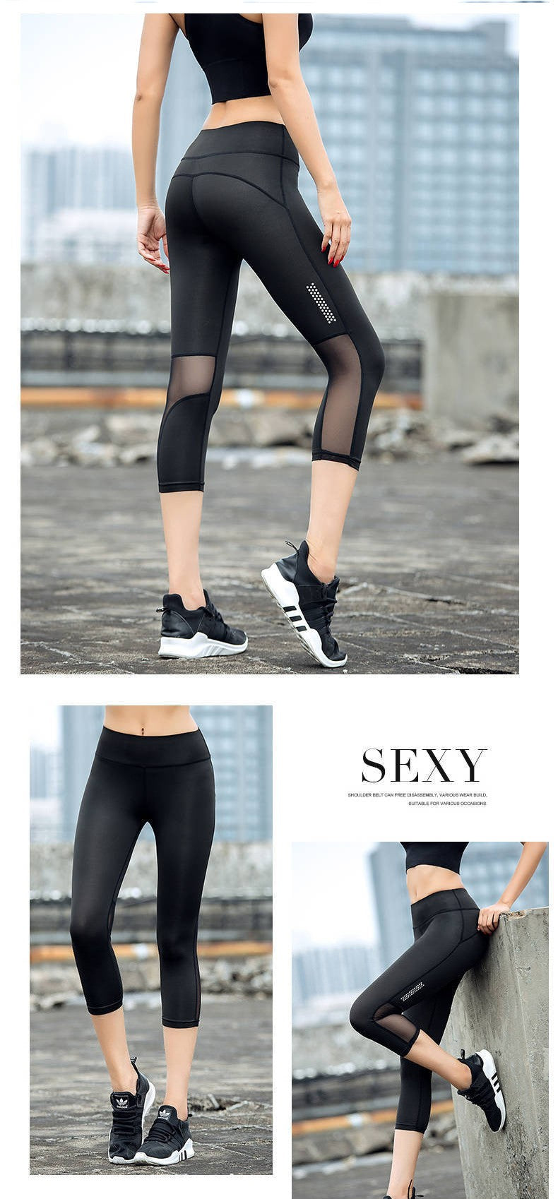 Women Fitness pants Tight Leggings Seamless High Waist Push Up mesh Legging Breathable Sport Cropped shorts Sexy Gym Yoga Pants