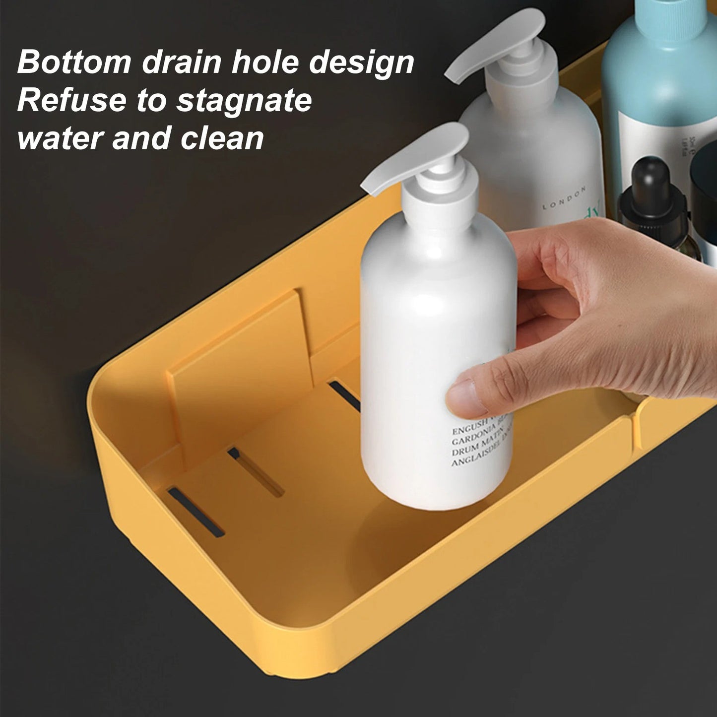 Rack de Conveniência para Banheiro Cozinha Prateleira Organizador de Maquiagem Cosméticos Shampoo Rack Prateleira de Chuveiro de Parede para Temperos Sem Perfuração