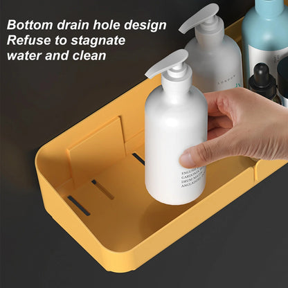 Rack de Conveniência para Banheiro Cozinha Prateleira Organizador de Maquiagem Cosméticos Shampoo Rack Prateleira de Chuveiro de Parede para Temperos Sem Perfuração