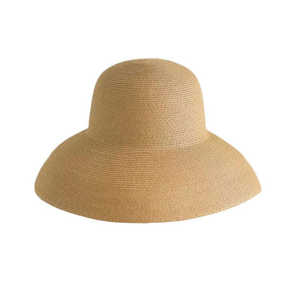 Women Panama Straw Hat Summer Sun Hats Solid Plain Elegant Wide Brim Hat Sunscreen Hepburn Style Beach Hat For Outdoor