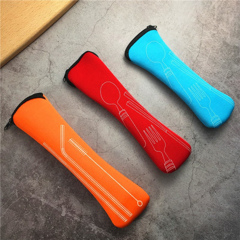 Tableware Bag Box Cutlery Storage Bag Portable Travel Fork Spoon Knife Dinnerware Packaging Pouch Storage Case with Zipper