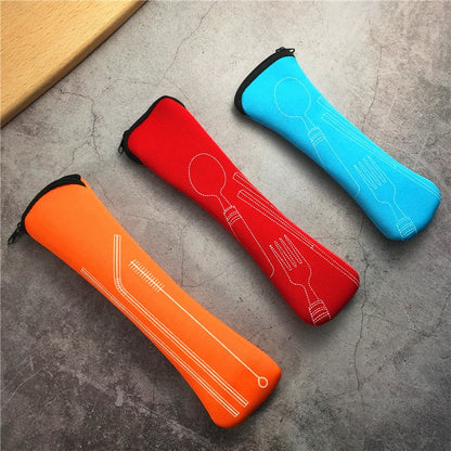 Tableware Bag Box Cutlery Storage Bag Portable Travel Fork Spoon Knife Dinnerware Packaging Pouch Storage Case with Zipper