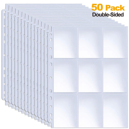 Pacote de 50 a 250 Protetores de Página de 9 Bolsos Mangas de Cartão Suporte Dupla Face Páginas de Álbum Adequado para Cards de YuGiOh MTG Jogos Esportivos