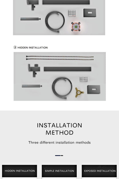 Luxury Black Brass Bathroom Faucet Floor standing Design Single Handle Hot and Cold Water Embedded Design Simple Bathtub Mixer