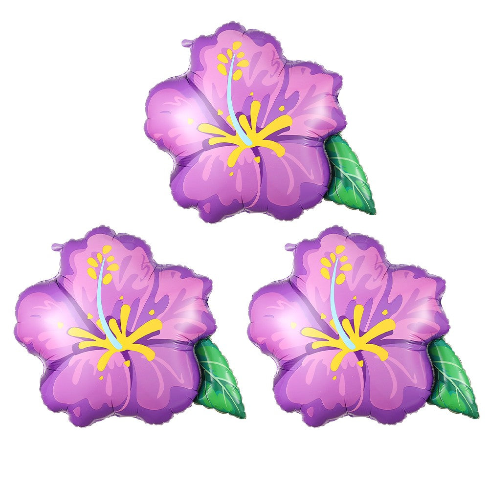 Hibiscus Foil Balloon Set Hot Pink Yellow Purple Hibiscus Balloon Summer Tropical Birthday Hawaii Baby Shower Party Decoration