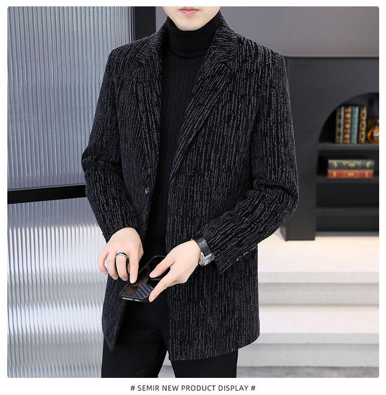 Men's Mid-Length Wool Overcoat - Heavy Blend Winter Trench Coat for Modern Style Wool Overcoat