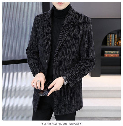 Men's Mid-Length Wool Overcoat - Heavy Blend Winter Trench Coat for Modern Style Wool Overcoat