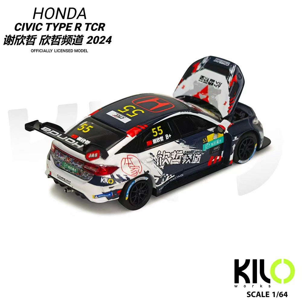 Novidade em Estoque Kilo Works 1:64 Honda Civic Type R Tcr 2025 Apa Xpo Exhibition Edição Limitada Modelos em Miniatura de Liga Fundida Brinquedos