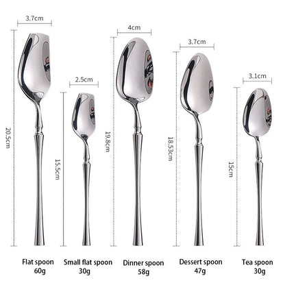 AJOYOUS Conjunto de Talheres Aço Inoxidável Polido Luxuoso Garfo Sobremesa Colher de Chá Faca Utensílios de Jantar Cozinha