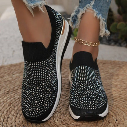 Women Wedges Platform Sneakers Autumn Fashion Round Toe Casual Sports Slip-on Shoes Woman Non Slip Vulcanized Shoes Plus Size 44