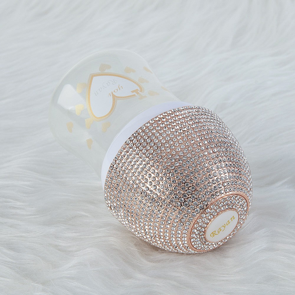 MIYOCAR personalized gold bling baby bottle BPA free plastic 260ml and 150ml bottle lovely baby bottle feeding bottle