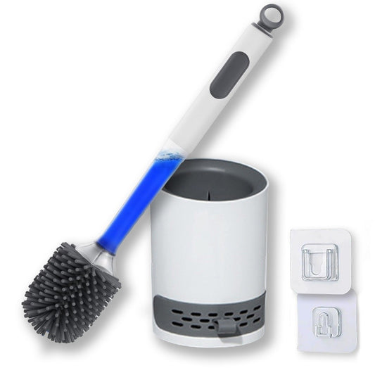 Water Spray Silicone Toilet Brush With Set 40cm Long Handle Refillable Tpr Brush With Wall-Mounted Bathroom Cleaning Accessories