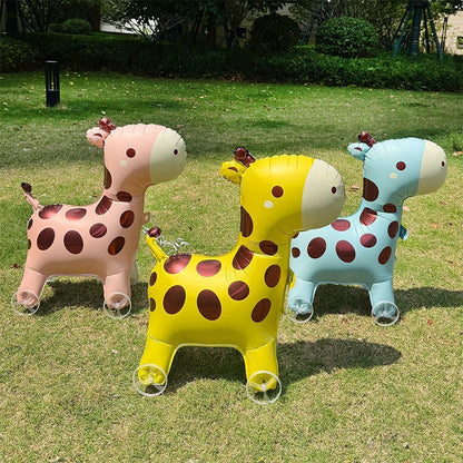 1PC 3D Cartoon Foil Balloons Elephant Stand Walking Balloon With Wheel For Kids Birthday Party Decoration Baby Shower
