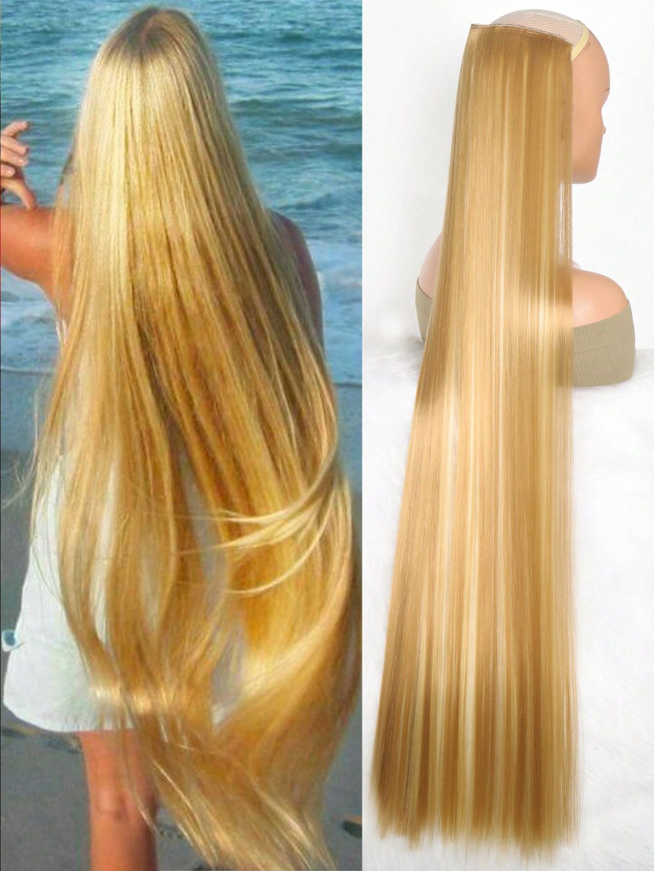 Aosiwig Sintético Super Longo Liso 100cm 5 Presilhas Extensão de Cabelo Natural Preto Loiro Aplique Postiço para Mulheres