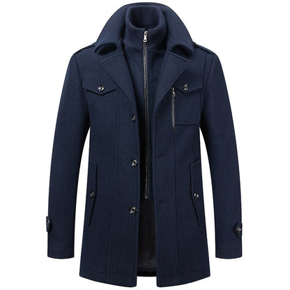 Overcoat 4XL Autumn Winter Mens Wool Trench Coats Fashion Middle Long Jacket Male Double Collar Zipper Coat Windbreak Woolen