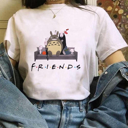 Miyazaki Hayao Kawaii T-shirt Graphic Tshirt Clothes Fashion Totoro Studio Ghibli Cute Anime T Shirt Women Harajuku