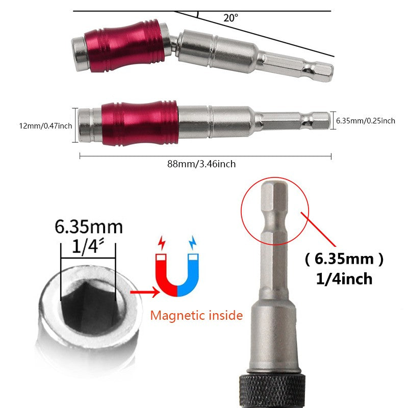 Haste de extensão de broca de troca rápida com anel magnético hexagonal de 1/4 de polegada para pontas de chave de fenda e ferramentas manuais