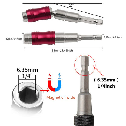 Haste de extensão de broca de troca rápida com anel magnético hexagonal de 1/4 de polegada para pontas de chave de fenda e ferramentas manuais