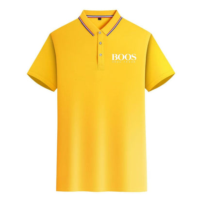 Men's New Embroidered Business Casual Short Sleeved Polo Shirt, Fashionable Short Sleeved Comfortable Breathable Top