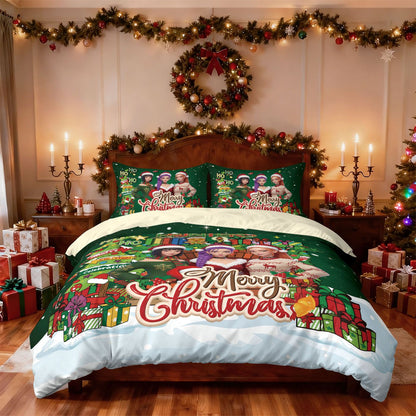 3pcs Christmas K-Pop Demon Hunters print coreless duvet cover set multi size bedroom bedding holiday decoration machine washed