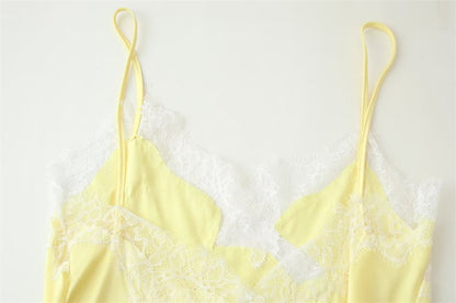 New Lace Mini Spaghetti Strap Dress For Women Irregular Backless Slit Sexy Evening Party Dress Female High Waist Bottom Dresses