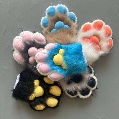 Realistic Fursuit Paws Gloves Soft Plush Furry Animal Paws with Claws for Cosplay Halloween Party Unisex Adult