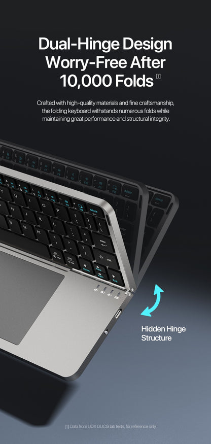 Teclado dobrável Bluetooth 5.0 DUX DUCIS com Touchpad e suporte de telefone para celulares, tablets e PCs com iOS, Android, Windows e Mac