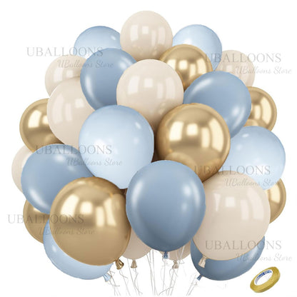 40Pcs White Sand Latex Balloons 10Inch Boho Sand White Metal Chrome Gold Balloons for Birthday Wedding Baby Shower Party Decor