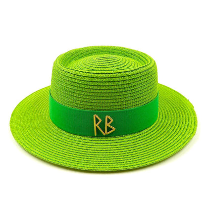 2023 Summer sun hat Lafite grass French straw hat Women's chain decorated straw hat Holiday Sun hat Punk style  beach