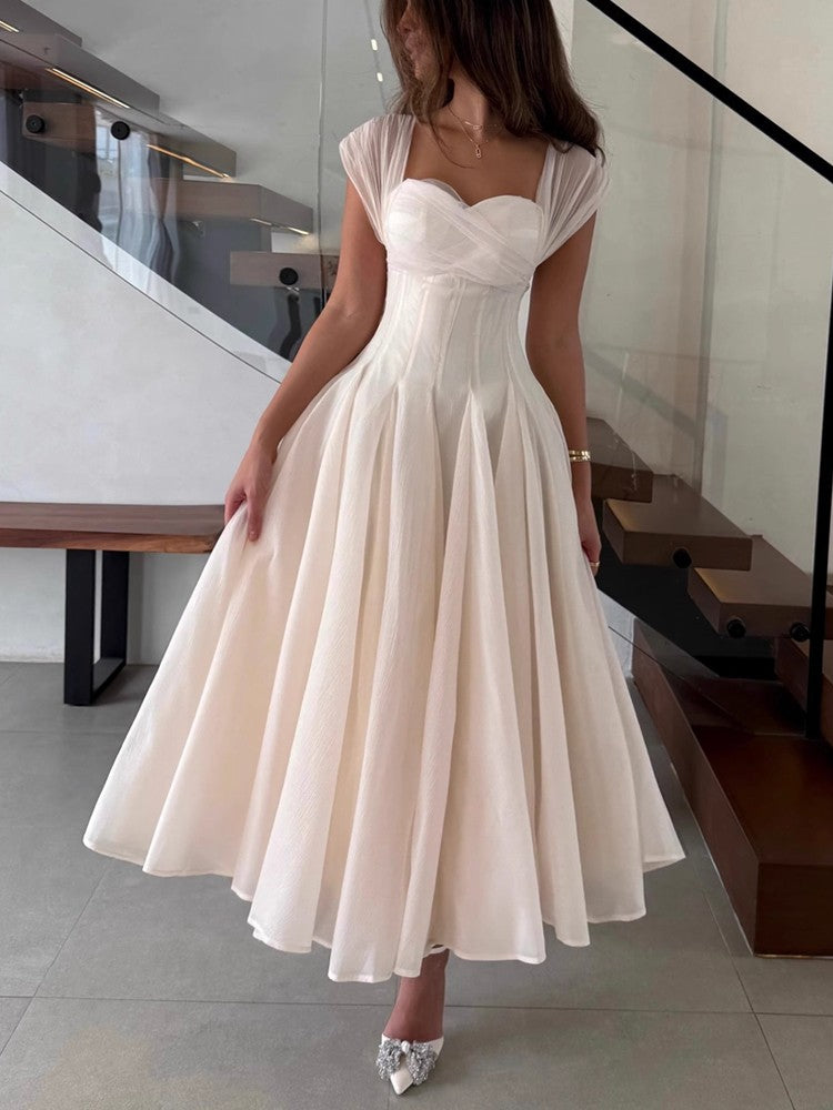 Women Fashion Backless High Waisted Ball Dress Elegant Christmas Party Long Dresses 2025 Sexy Square Neck Sleeveless Mesh Dress