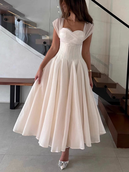 Women Fashion Backless High Waisted Ball Dress Elegant Christmas Party Long Dresses 2025 Sexy Square Neck Sleeveless Mesh Dress