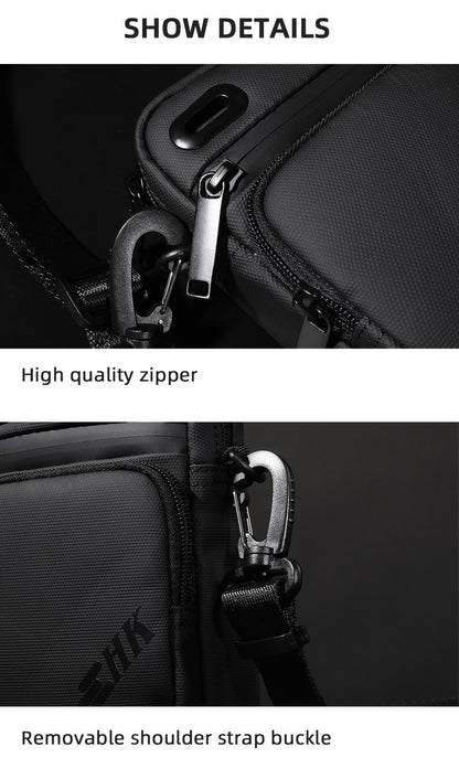 HK Casual Men's Shoulder Bag Large Crossbody Bag USB Charging Travel Sports Chest Bags Waterproof Sling Pack With Headphone Jack