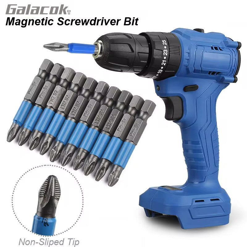 Conjunto de Bits Magnéticos PH1 PH2 PH3 PZ1 PZ2 PZ3 Antiderrapante Haste Hexagonal 1/4 para Parafusadeira Furadeira Elétrica Manual Ferramenta Acessório