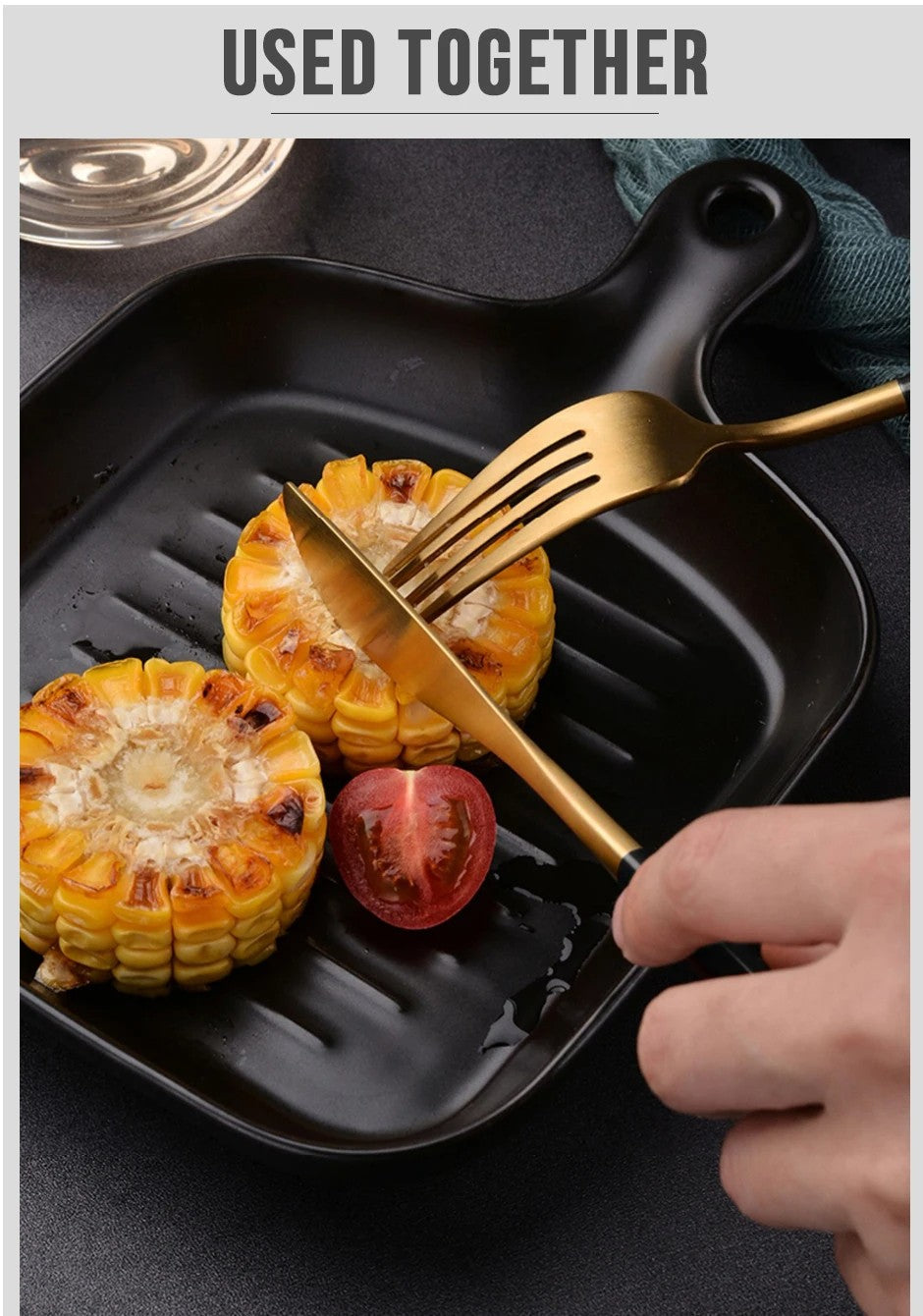 Conjunto de Talheres 24 Peças Aço Inoxidável Preto Dourado Faca Garfo Colher Talheres Ocidentais Prata Utensílios de Mesa
