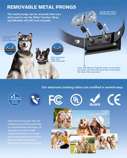 ROJECO Coleira de Treinamento para Cães com Controle Remoto 1600FT IP67 À Prova d'Água Coleira Elétrica para Cães de Estimação Controle de Latidos Coleira de Parada